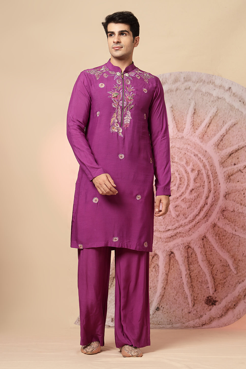 Mandarin Collar Purple Kurta