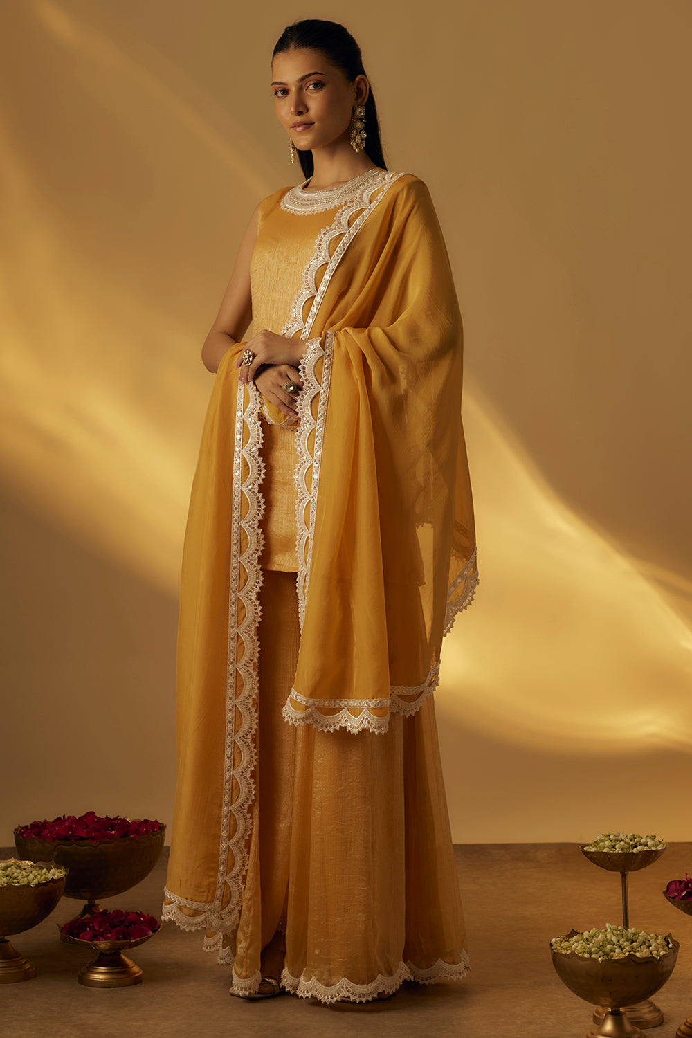 Mango Yellow Short Kurta Set