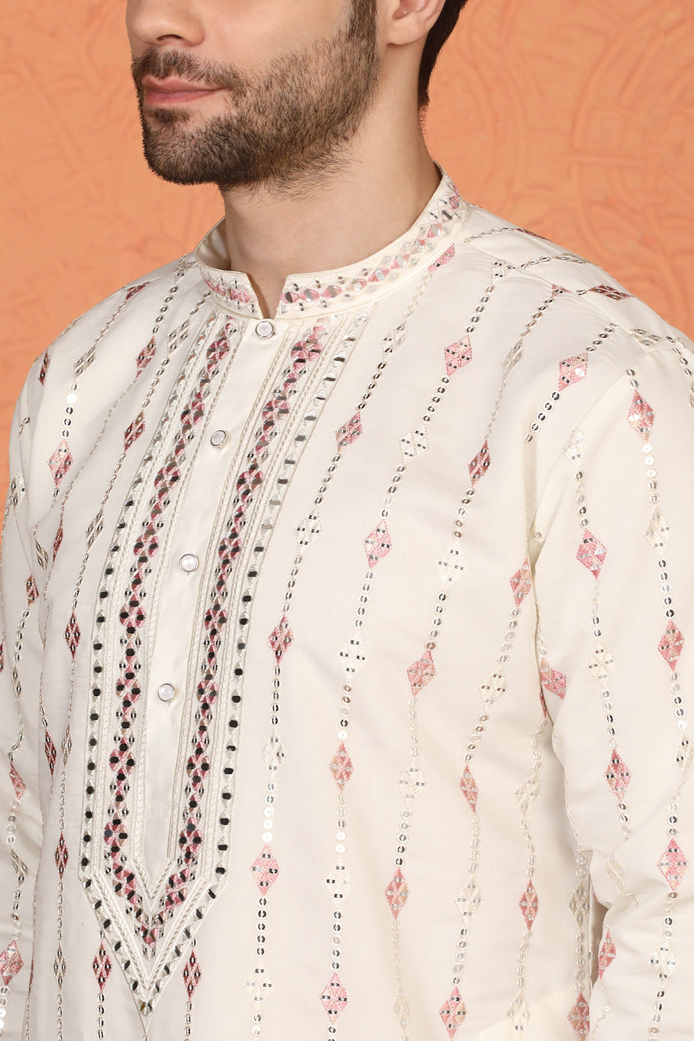 Mayuresh Mirror Embroidered Kurta with Back Elastic Pants