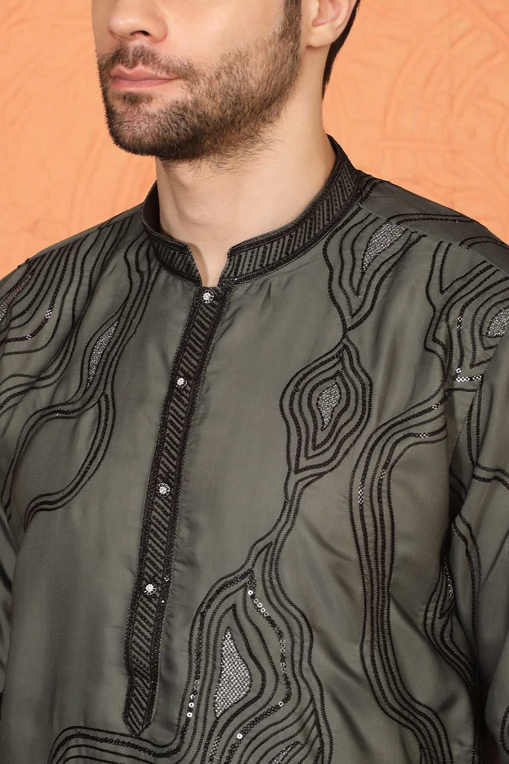 Mehfil-E-Khaas Embroidered Kurta Set with Back Elastic Pants