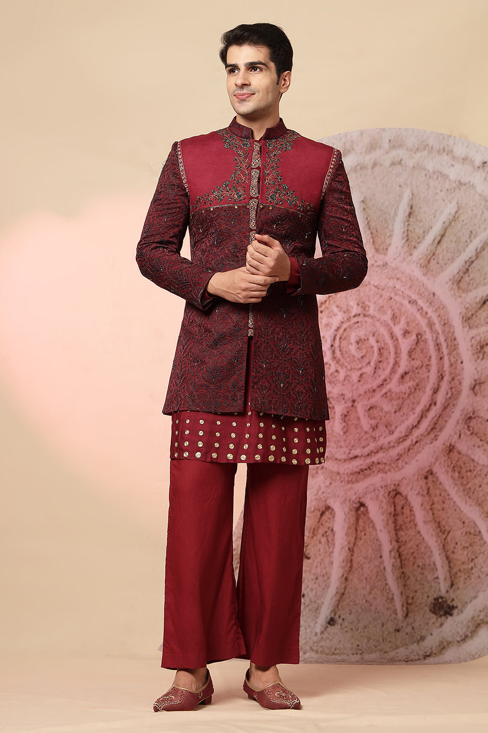 Mehroon Kurta And Palazzo Pant
