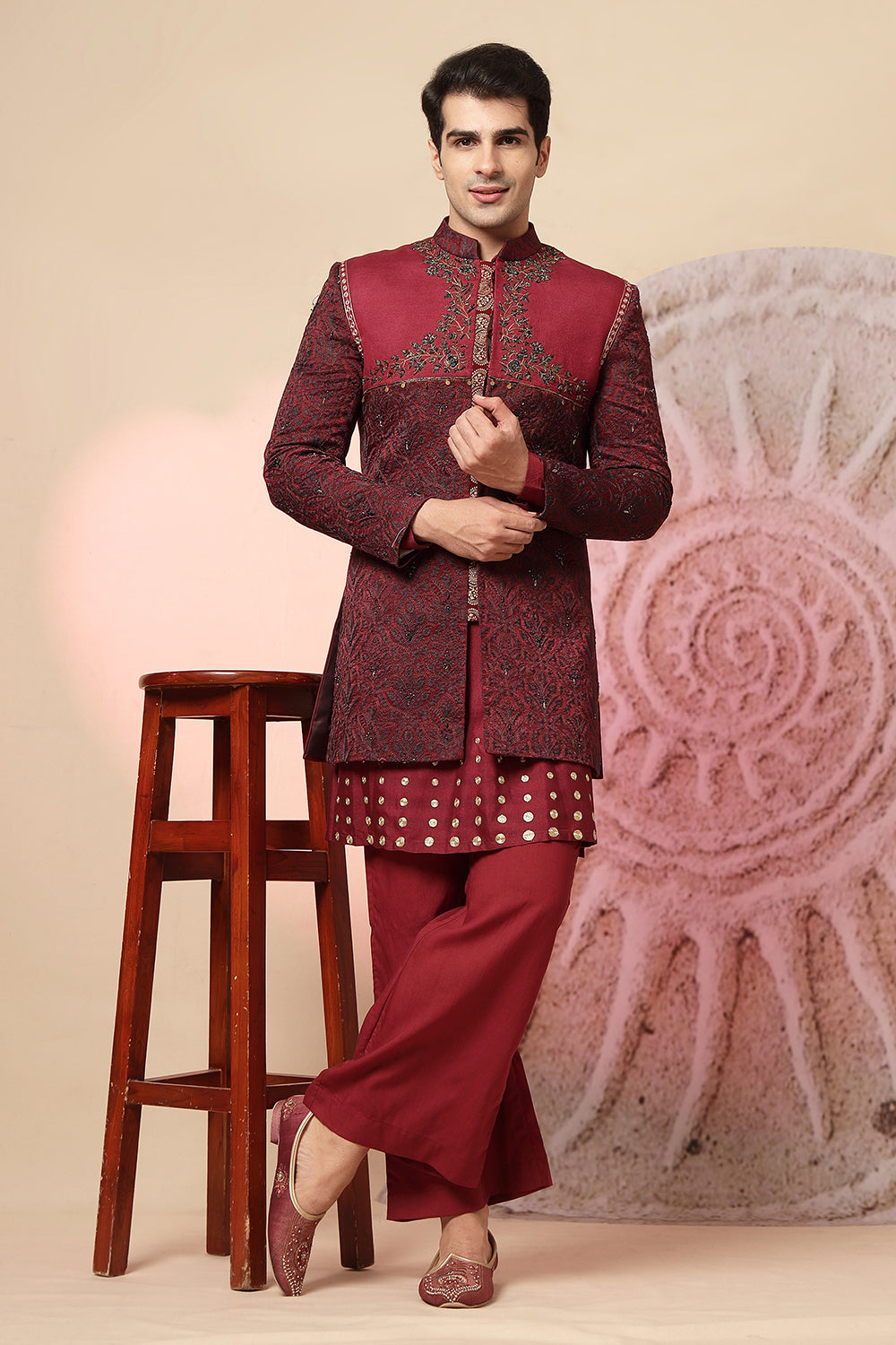 Mehroon Kurta And Palazzo Pant