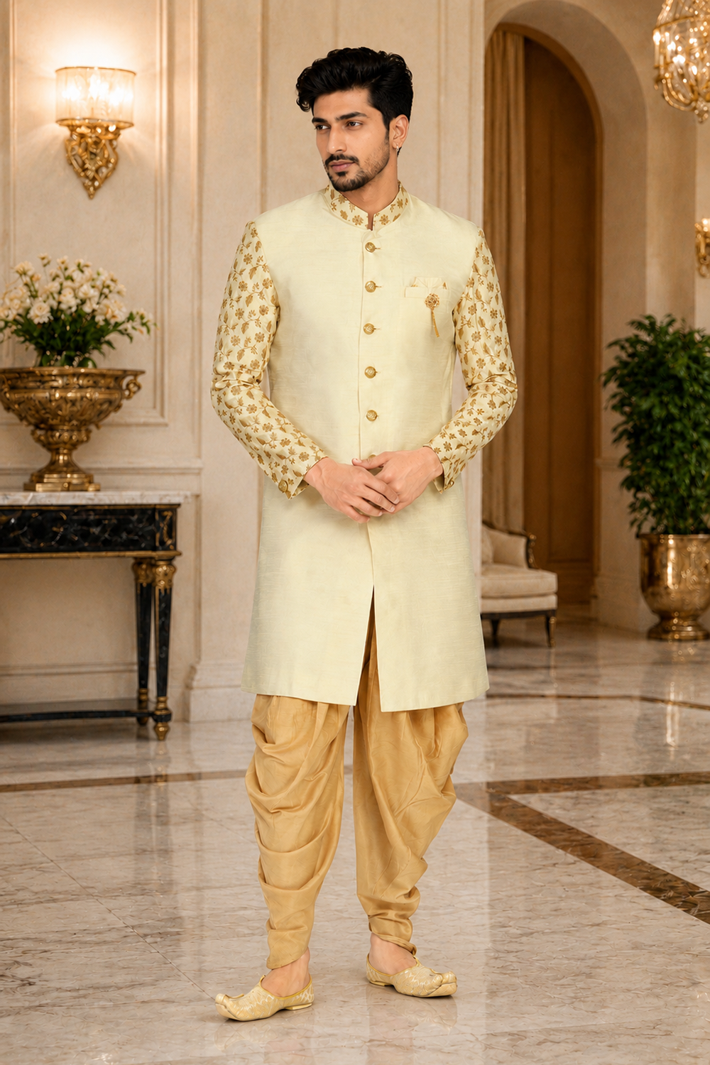 Men's Cream Indo-Western