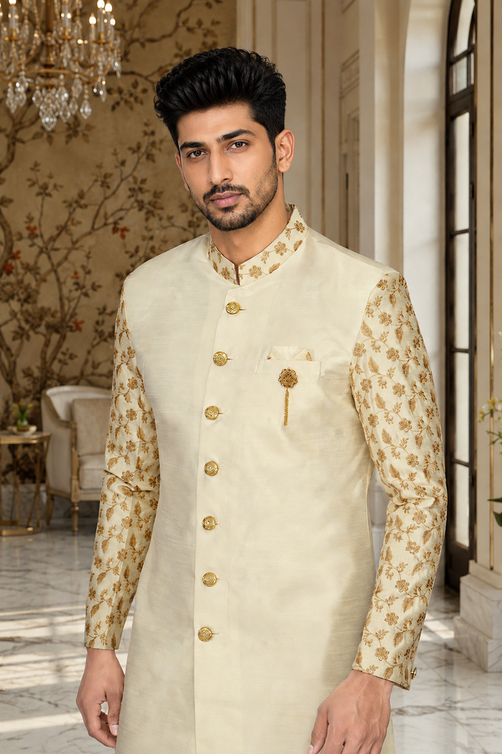 Men's Cream Indo-Western
