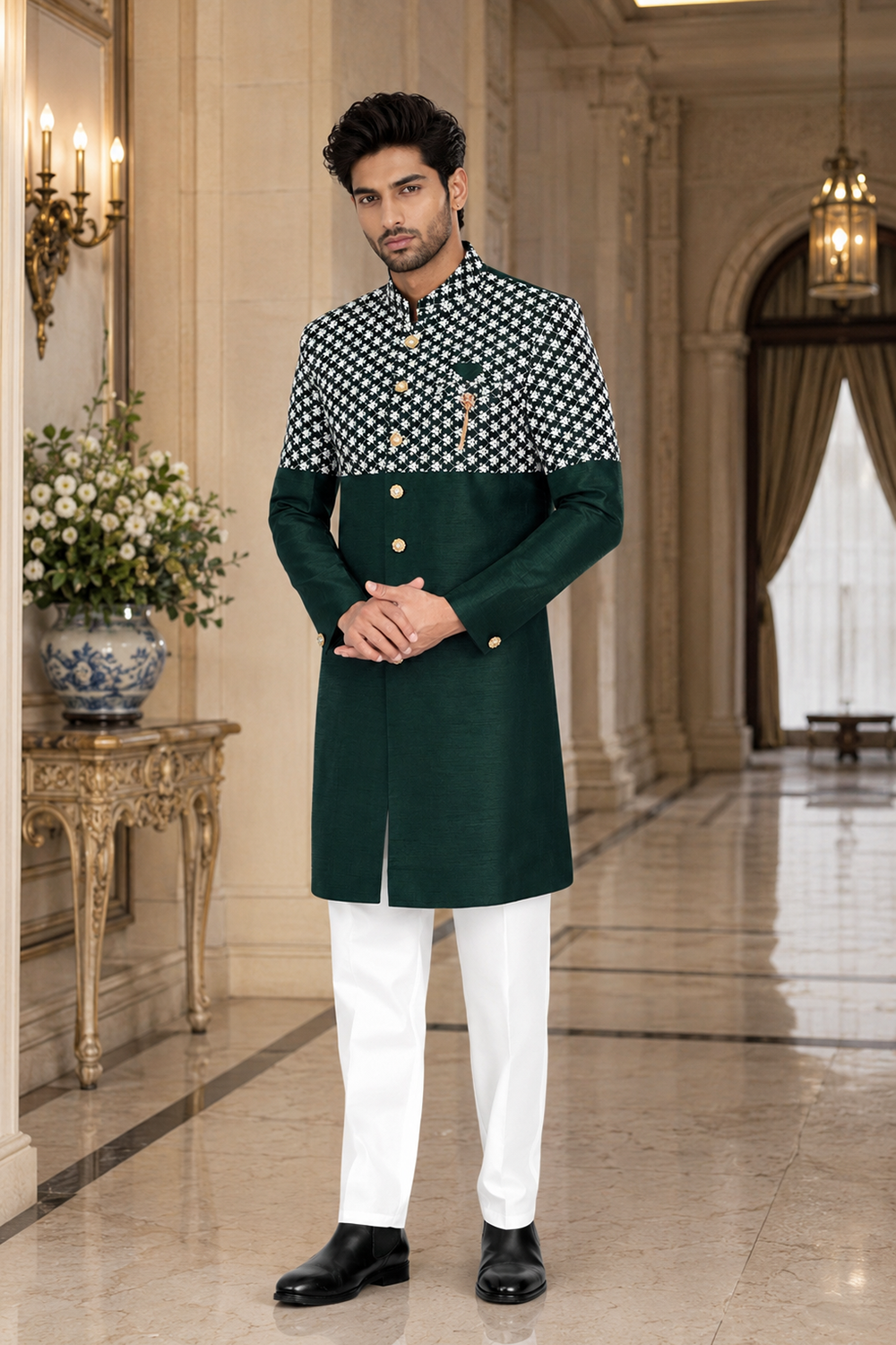 Men's Green Indo-Western