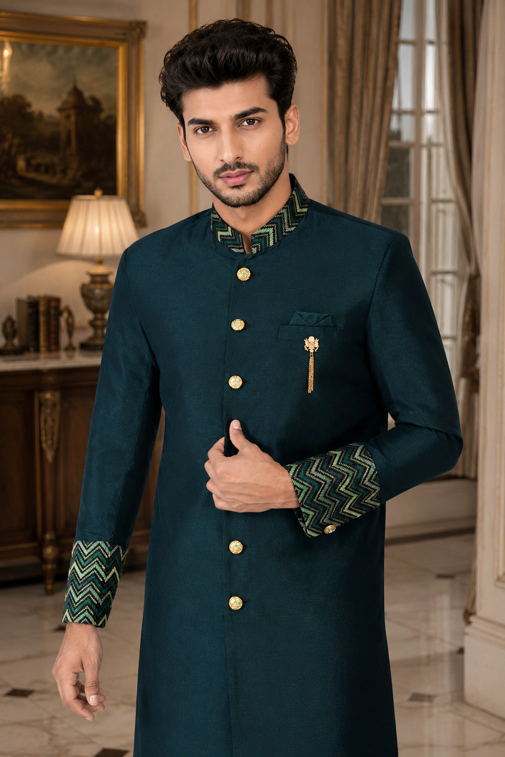 Men's Green Indo-Western