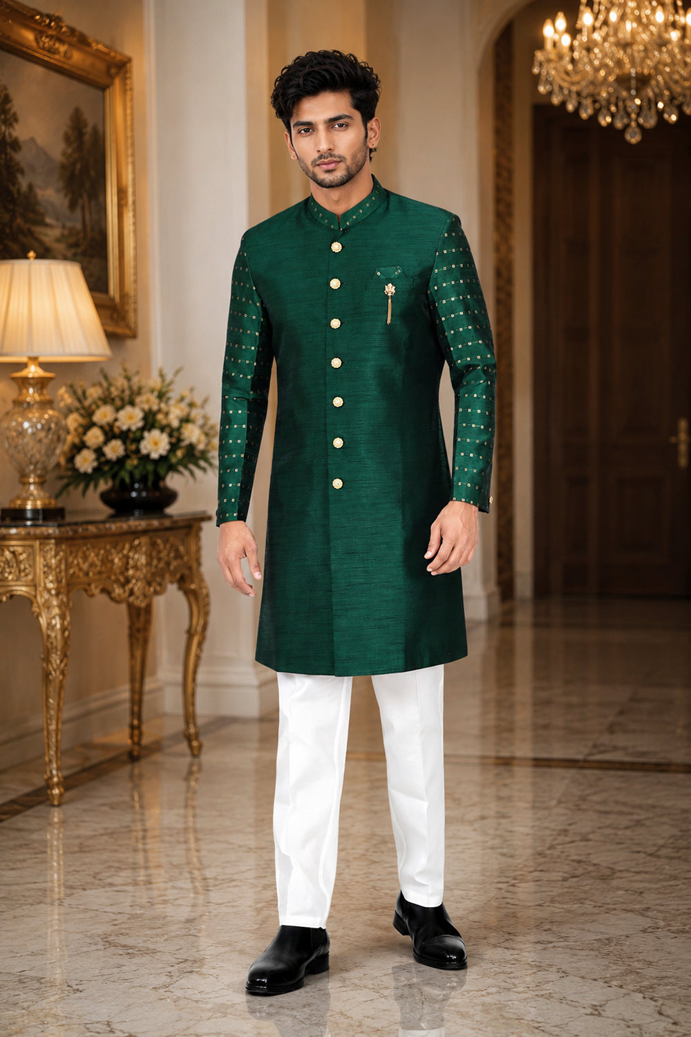 Men's Green Indo-Western