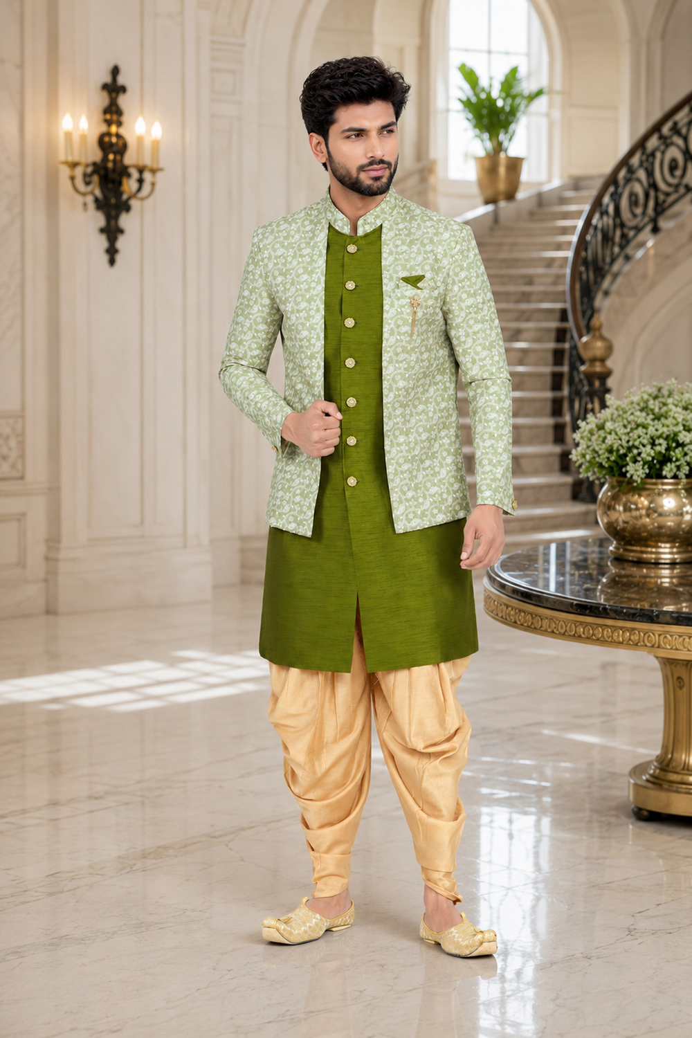 Men's Green Indo-Western