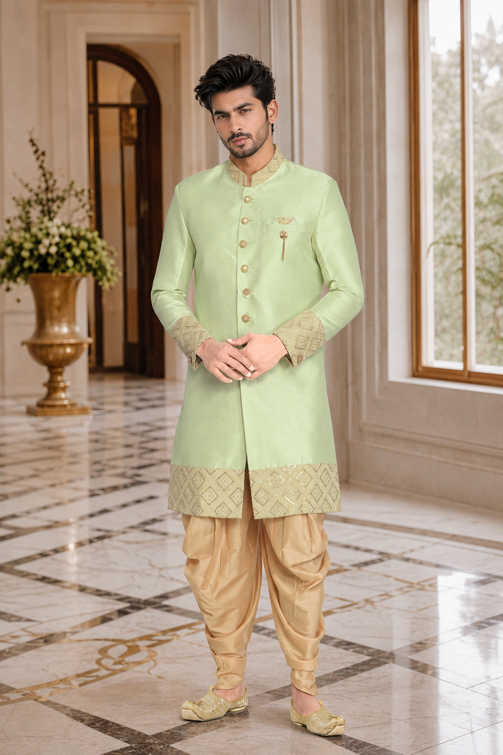 Men's Green Indo-Western