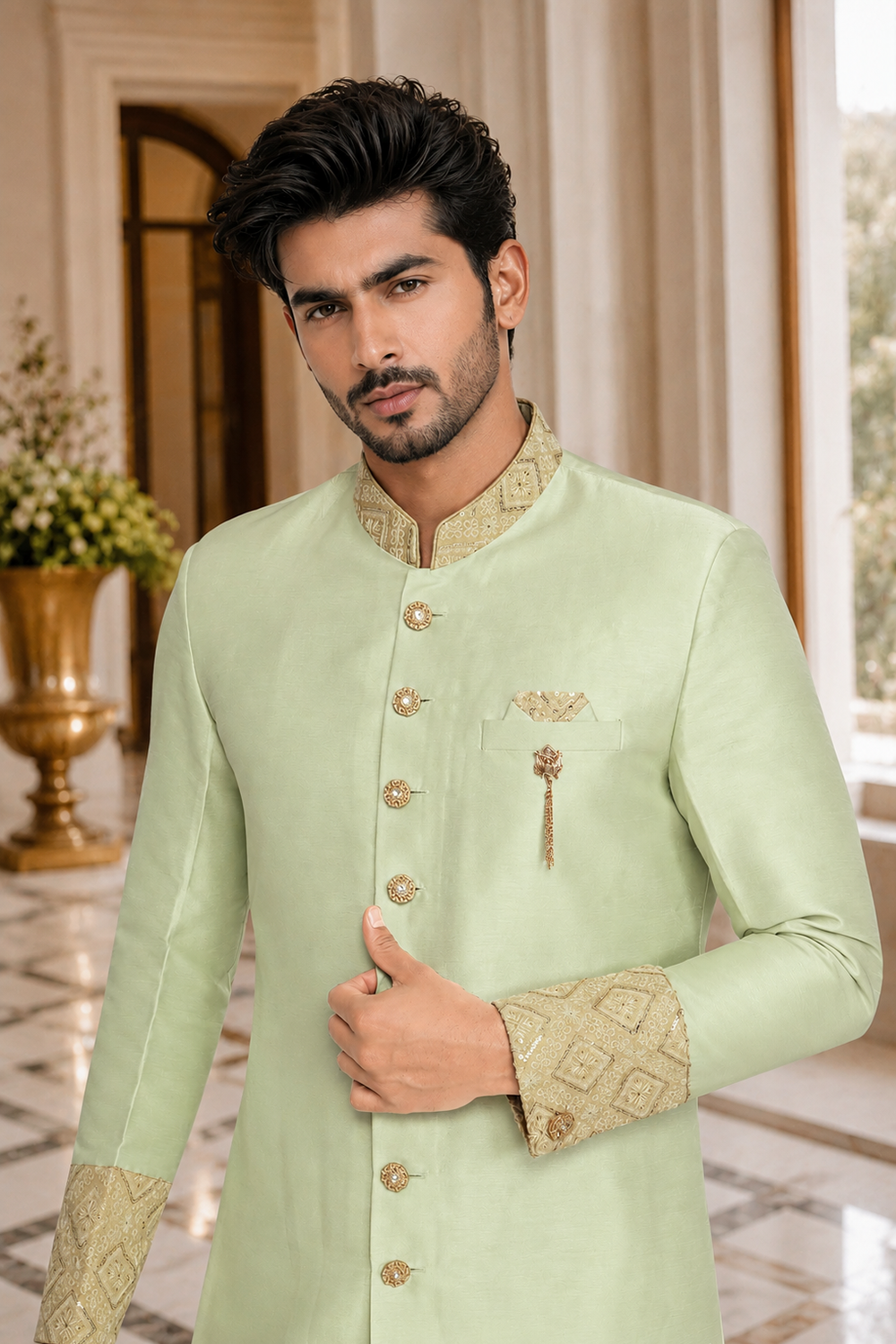 Men's Green Indo-Western