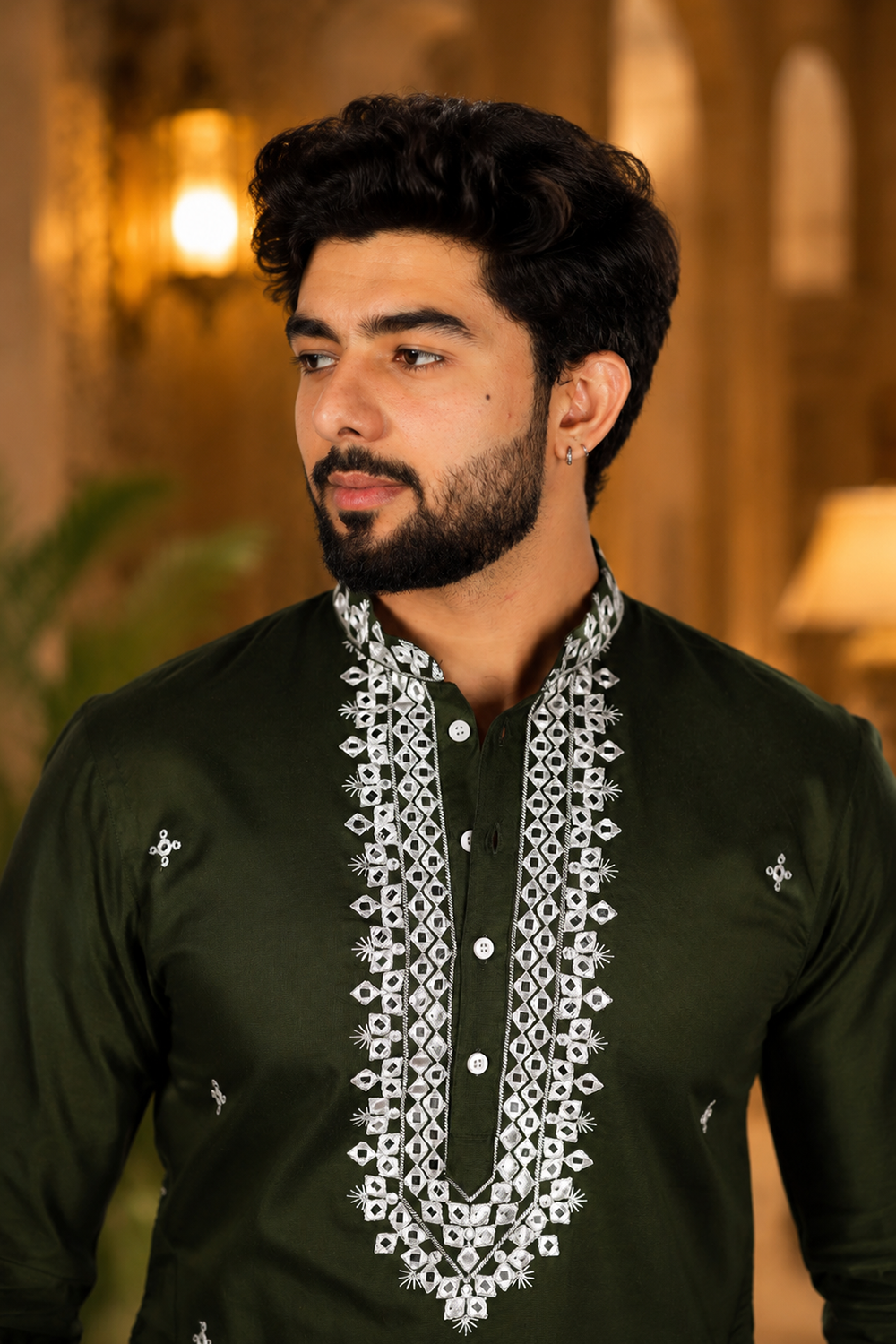 Men's Mahendi Cotton Kurta Set