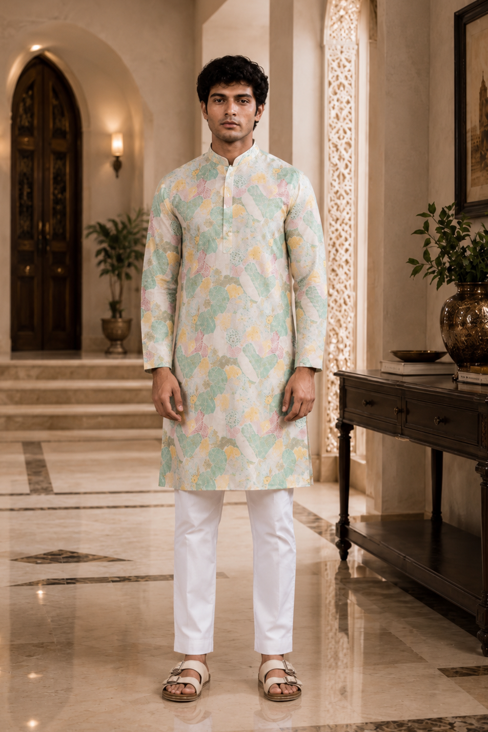 Men's Multy Art Silk Kurta Set