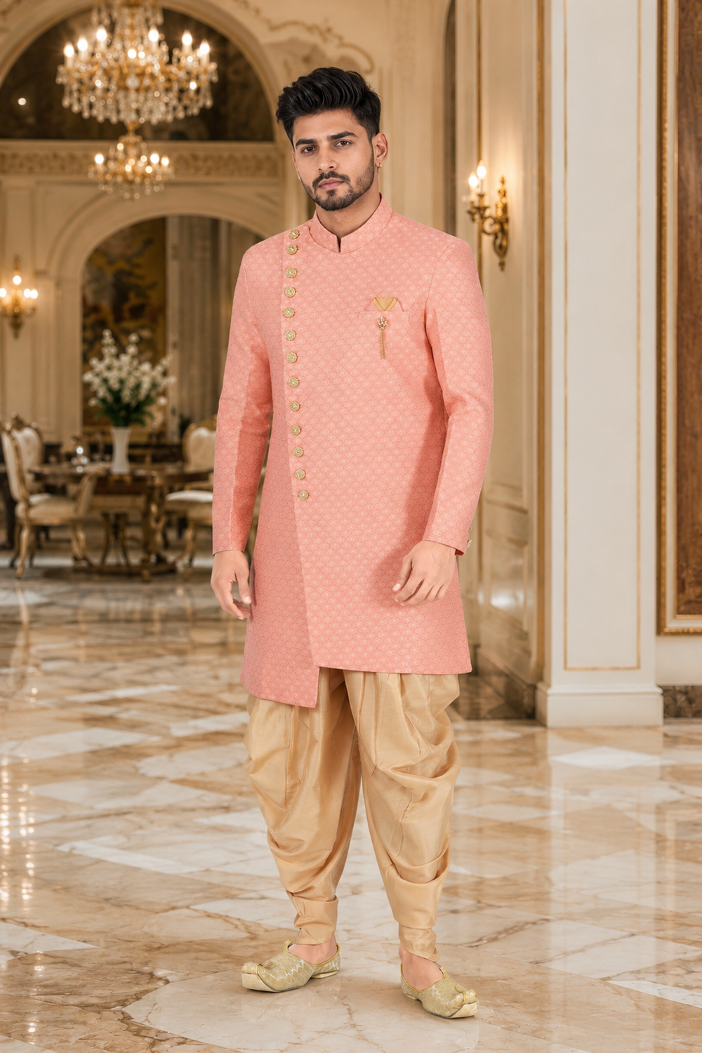 Men's Peach Indo-Western