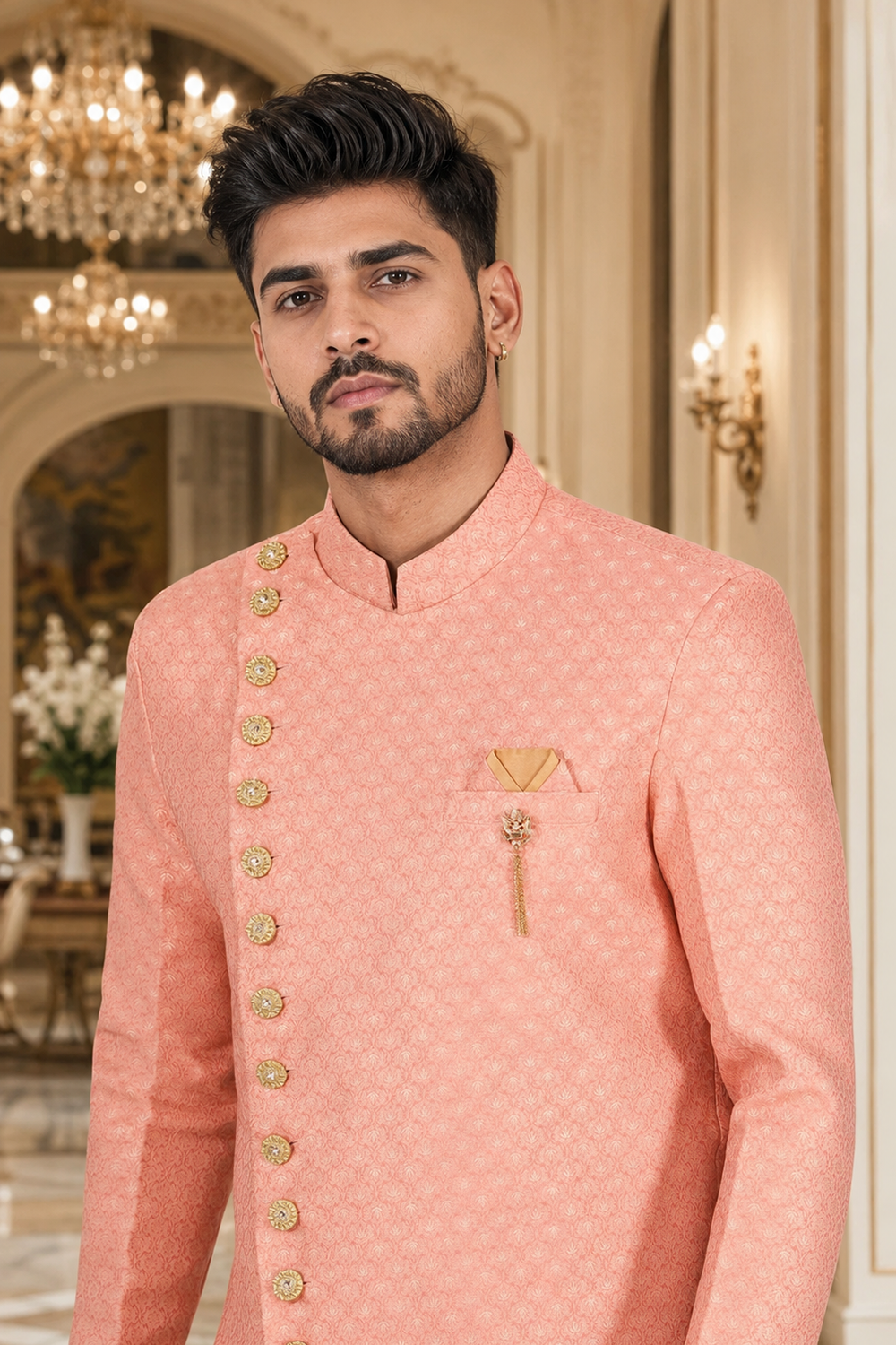 Men's Peach Indo-Western