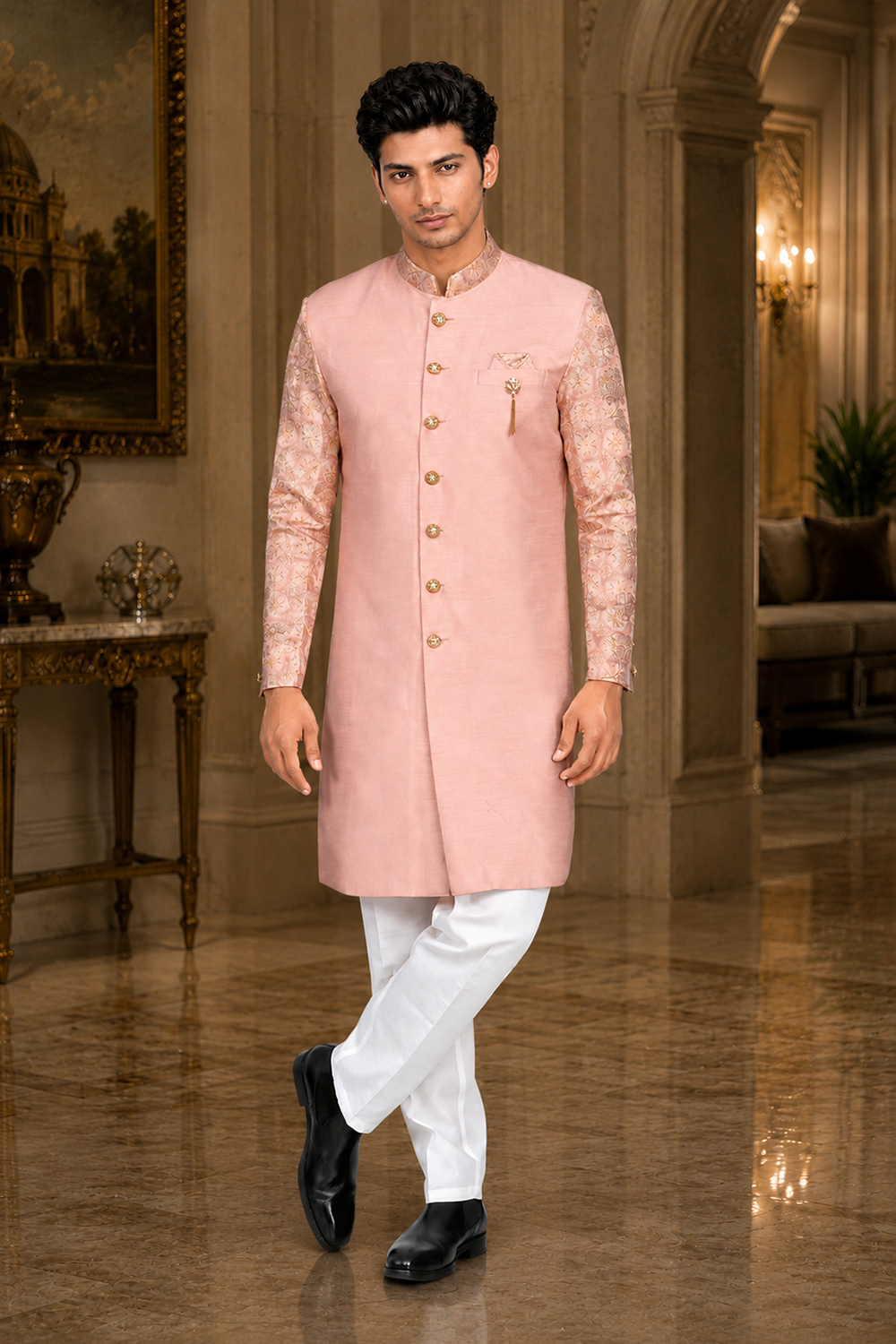 Men's Pink Indo-Western