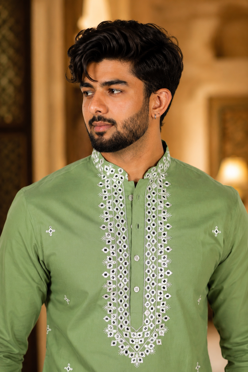 Men's Pista Cotton Kurta Set
