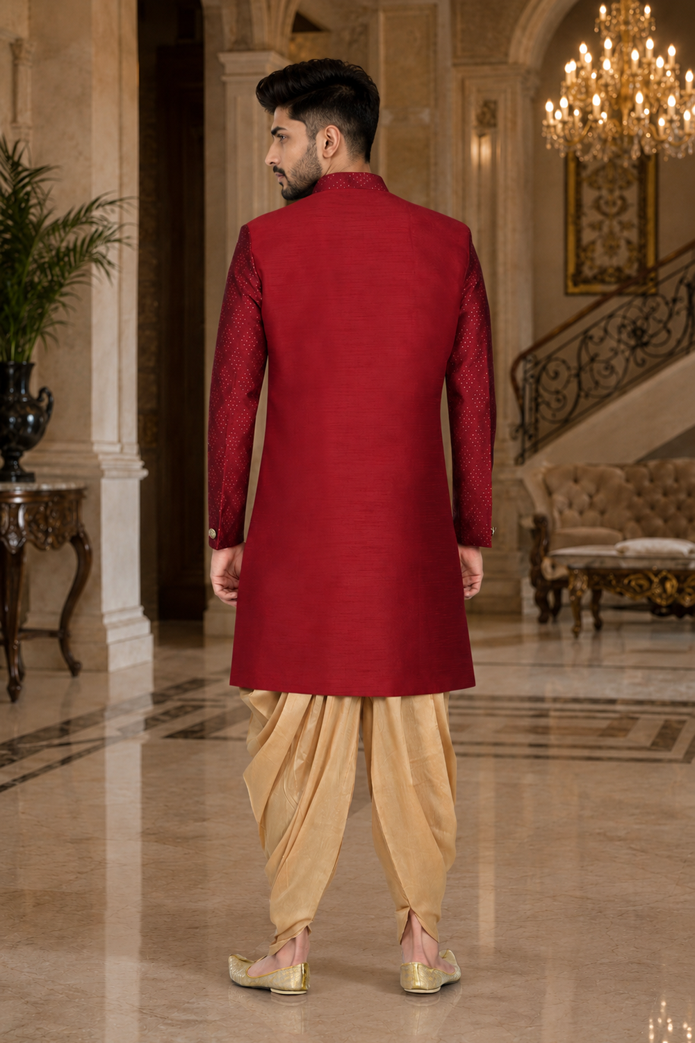 Men's Red Indo-Western