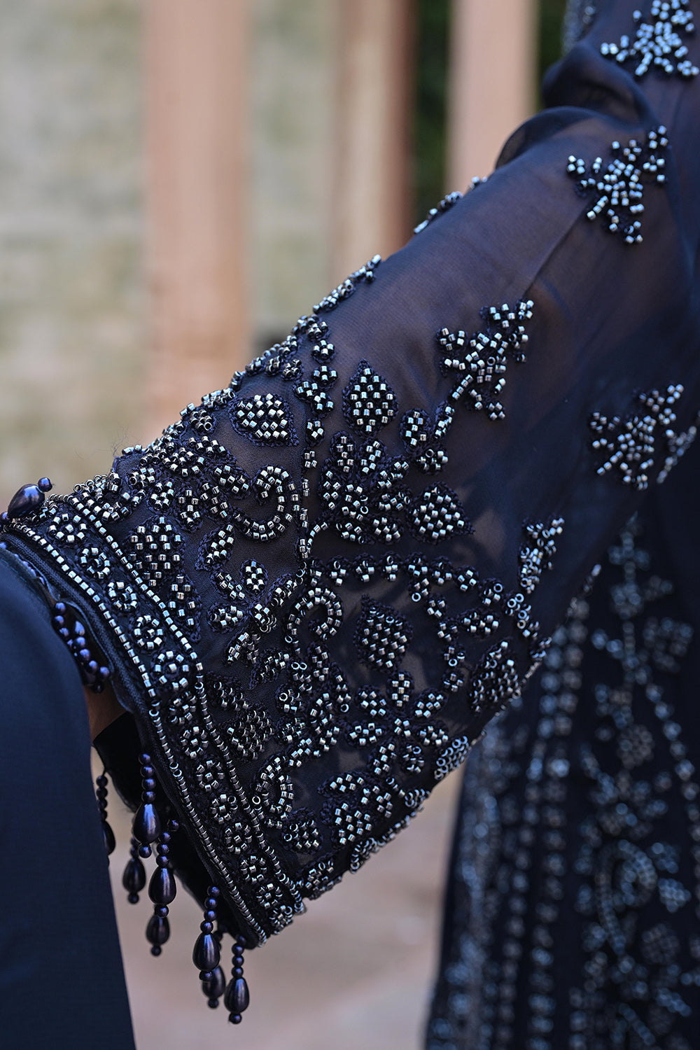 Midnight Blue Georgette Beads Embroidered Kurta Set