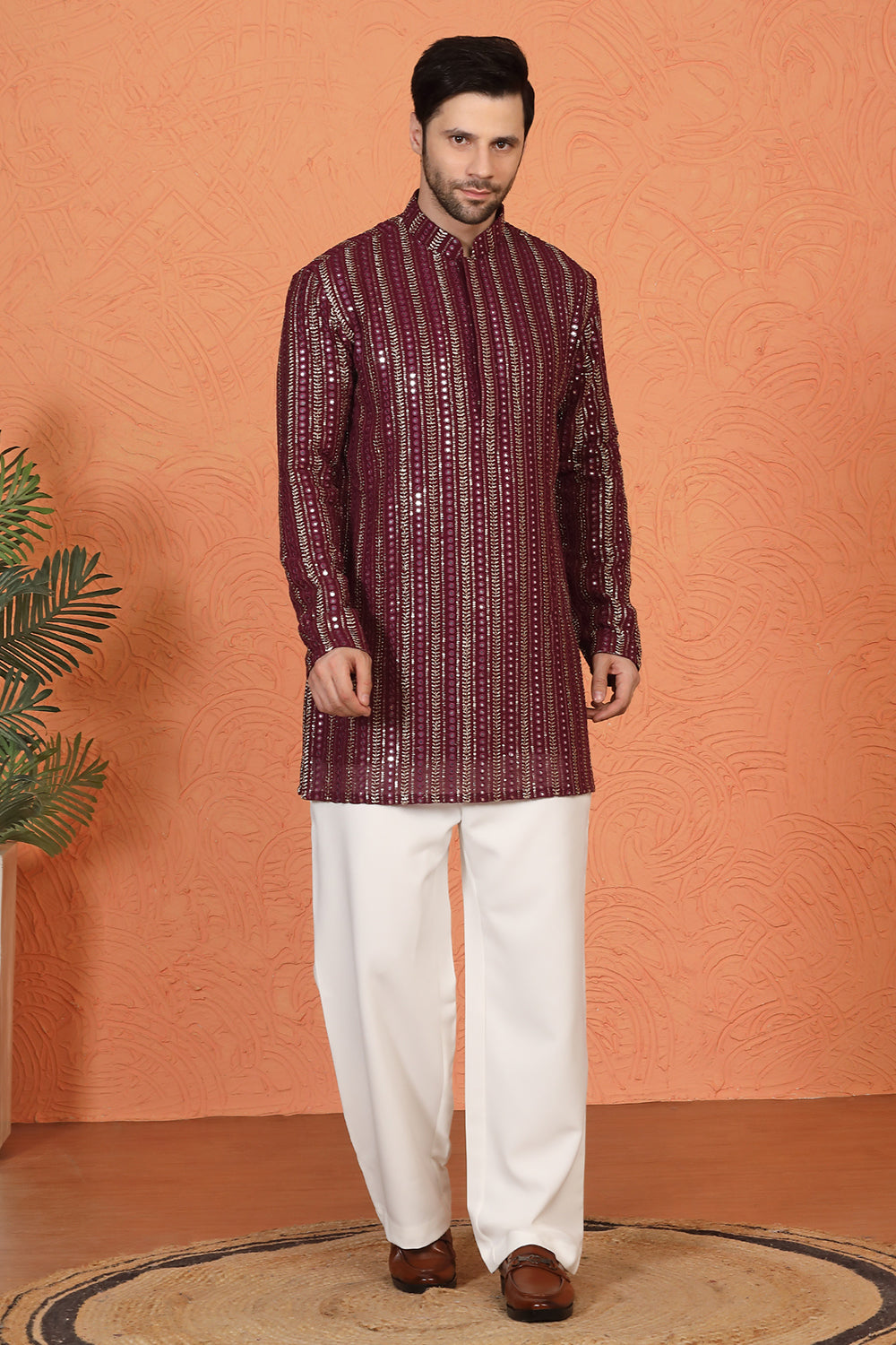 Mihir Embroidered Kurta with Loose Fit Back Elastic Parallel Pants