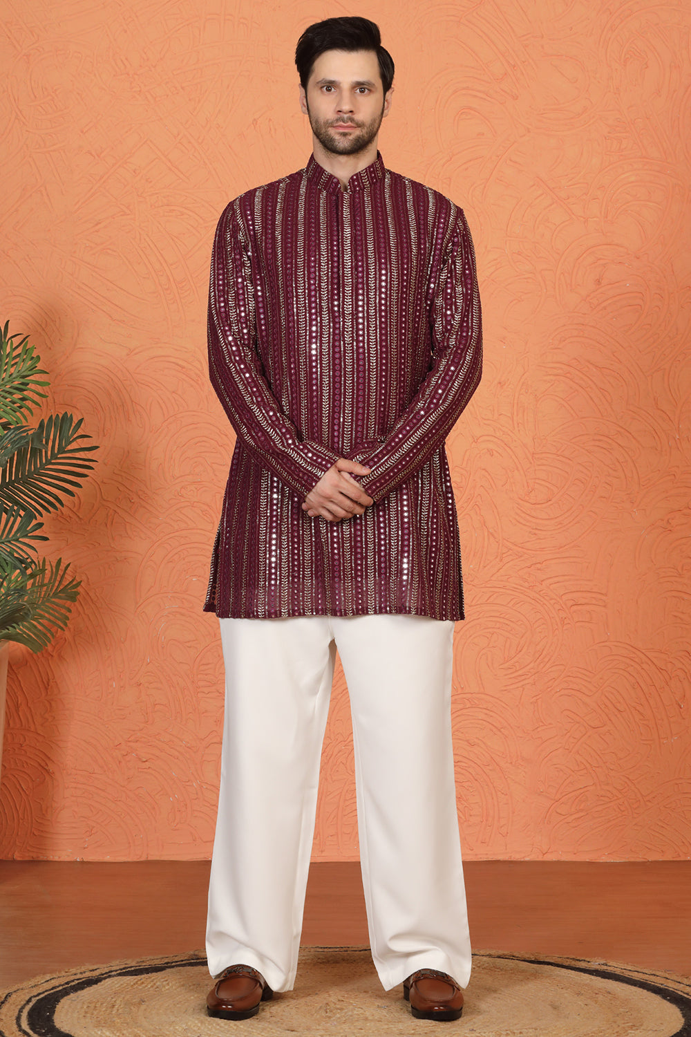 Mihir Embroidered Kurta with Loose Fit Back Elastic Parallel Pants