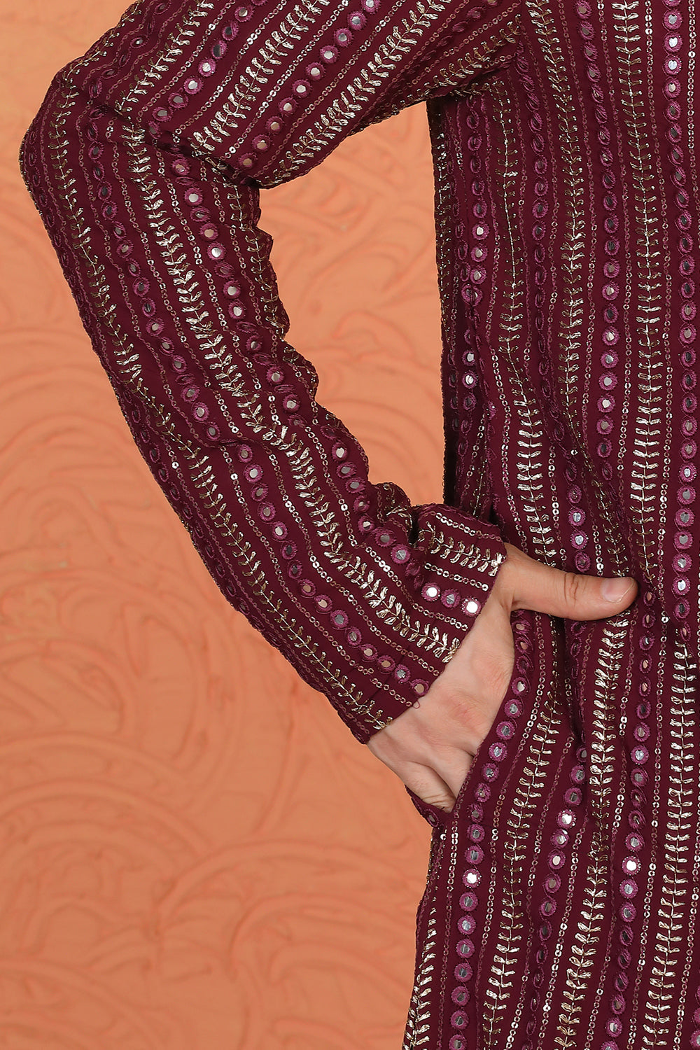Mihir Embroidered Kurta with Loose Fit Back Elastic Parallel Pants