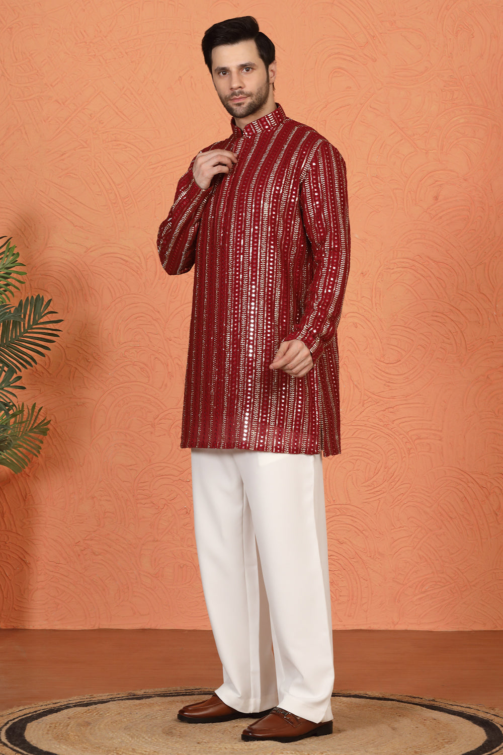 Mihir Embroidered Kurta with Loose Fit Back Elastic Parallel Pants