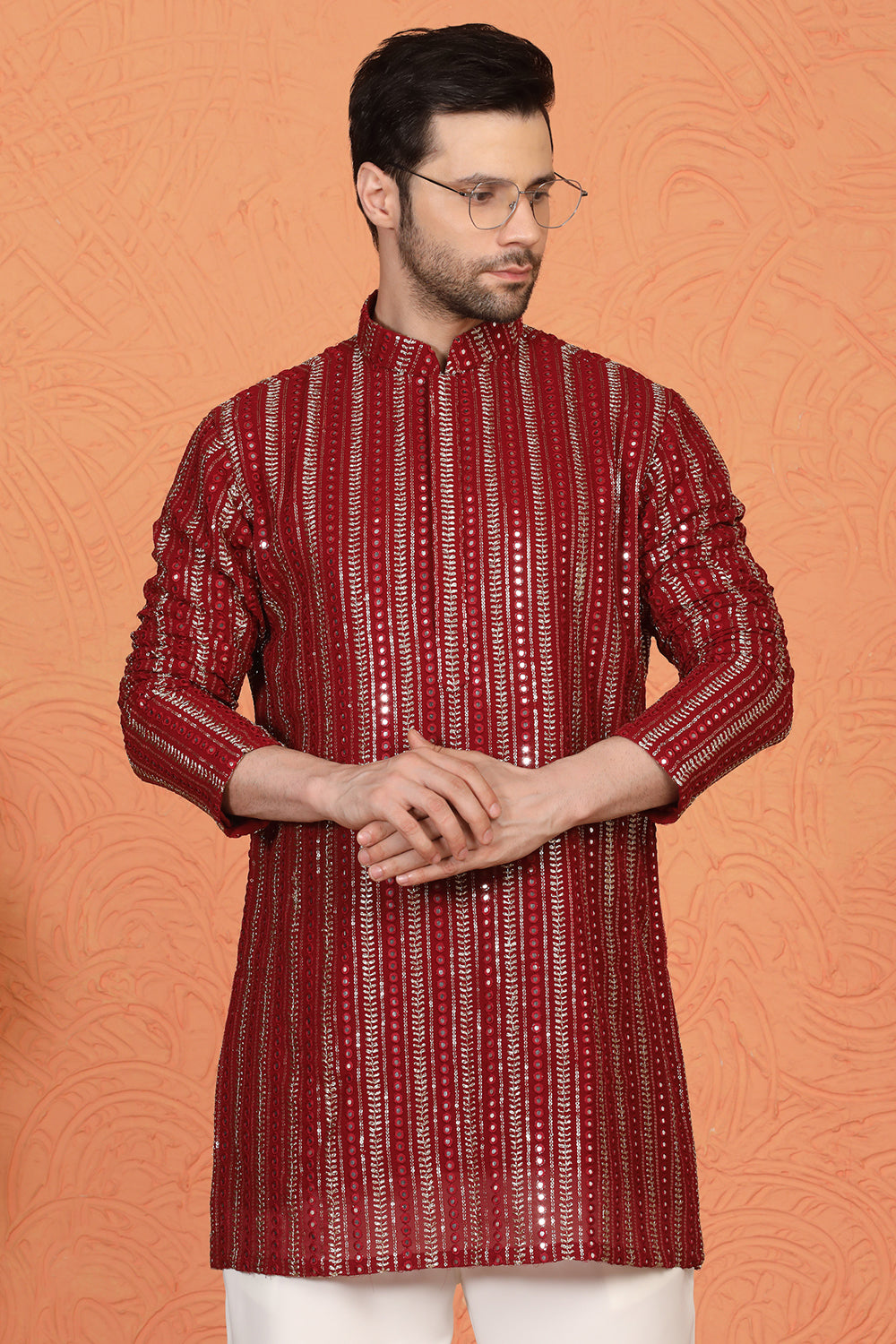 Mihir Embroidered Kurta with Loose Fit Back Elastic Parallel Pants