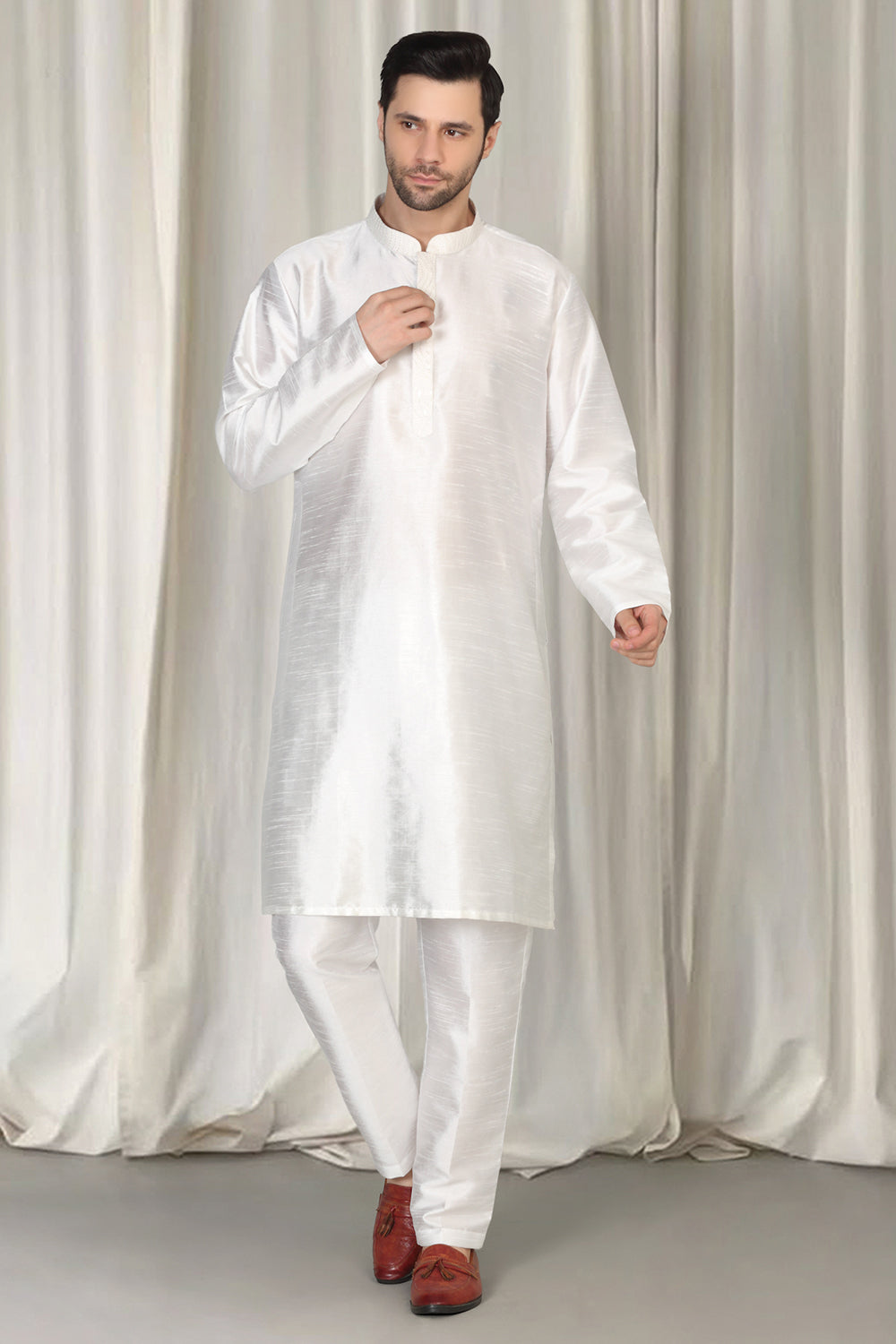 Mihir Embroidered Long Open Jacket With Kurta And Pants