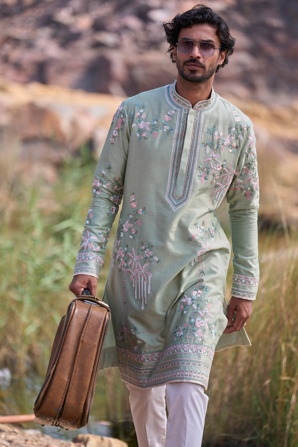 Mint Green Hop Multithread Creeper Butties Kurta Set