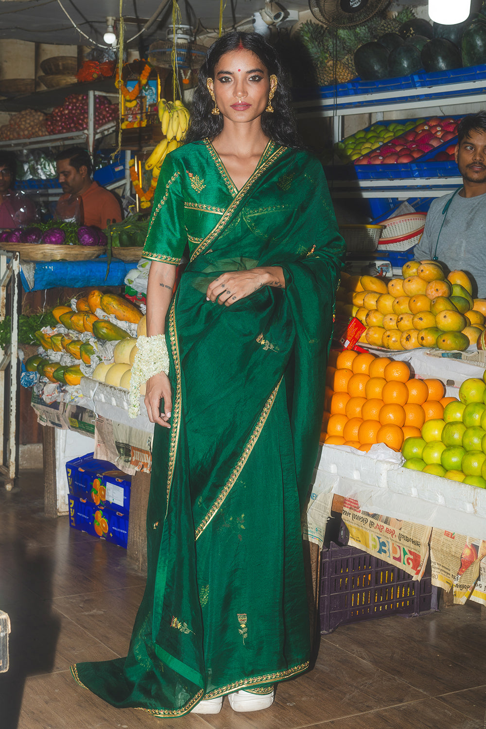 Mirchi panna Sari & Blouse