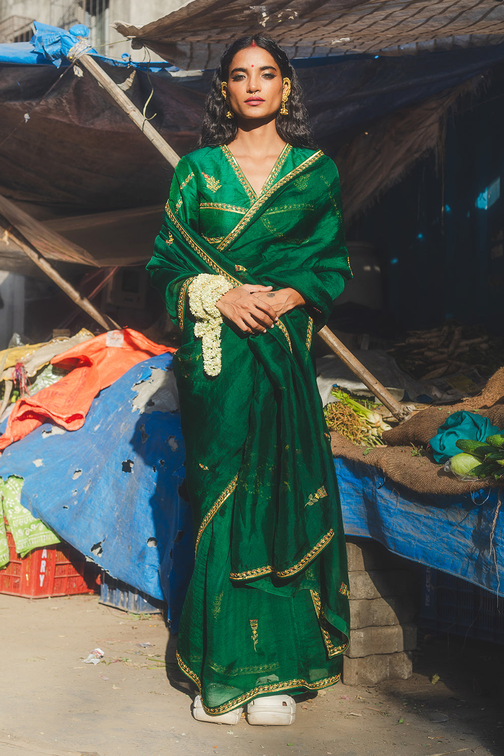 Mirchi panna Sari & Blouse