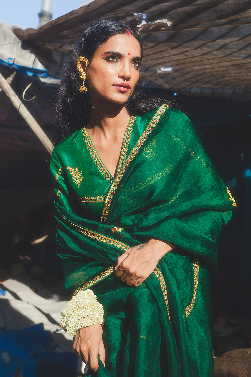 Mirchi panna Sari & Blouse