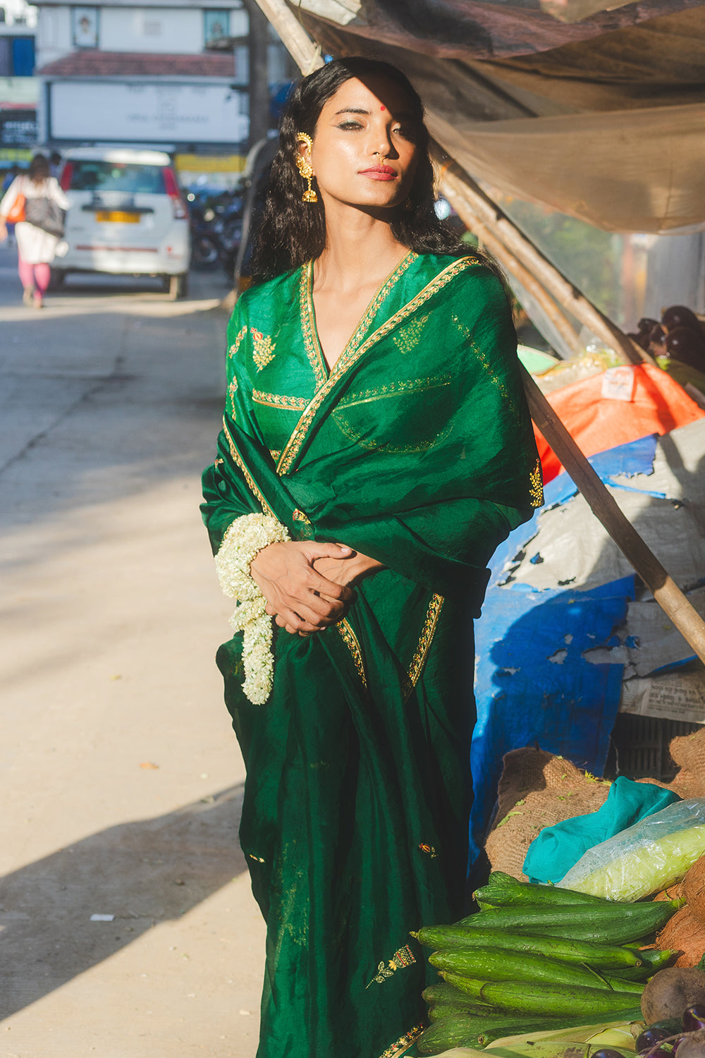 Mirchi panna Sari & Blouse