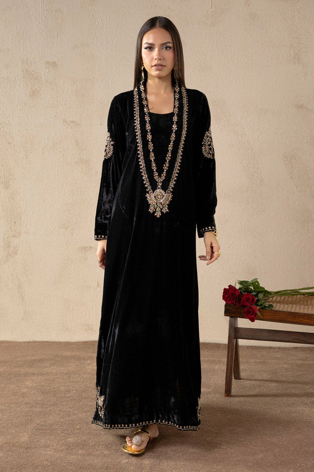 Monarch Black Velvet Suit Set