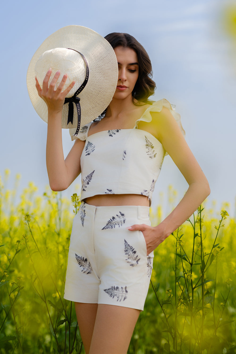 Monochrome Fern Crop Top
