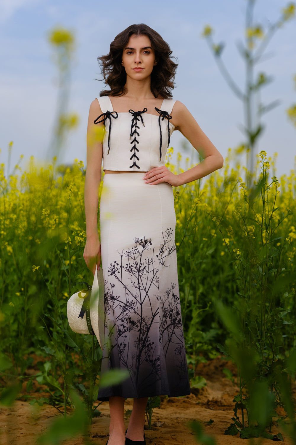 Monochrome Meadow Crop Top