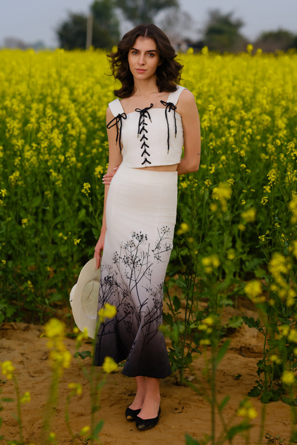 Monochrome Meadow Crop Top