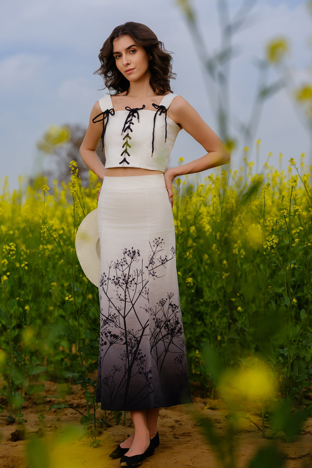 Monochrome Meadow Crop Top