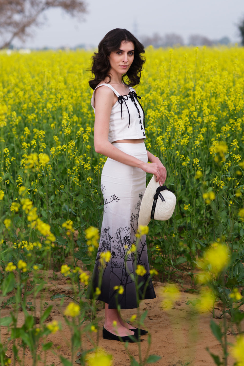 Monochrome Meadow Crop Top