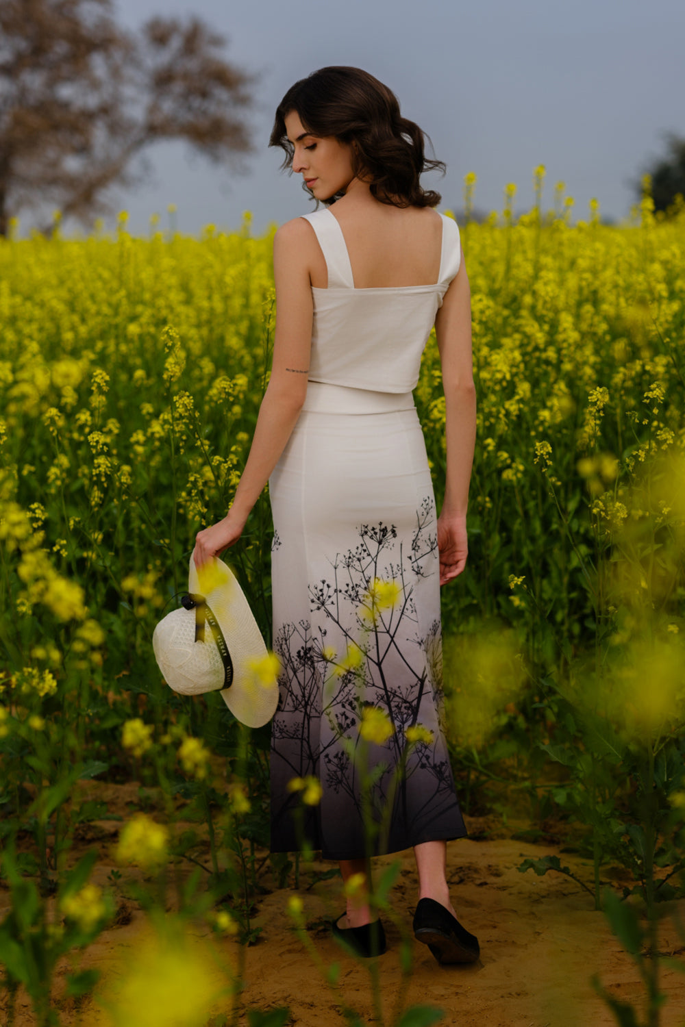 Monochrome Meadow Crop Top