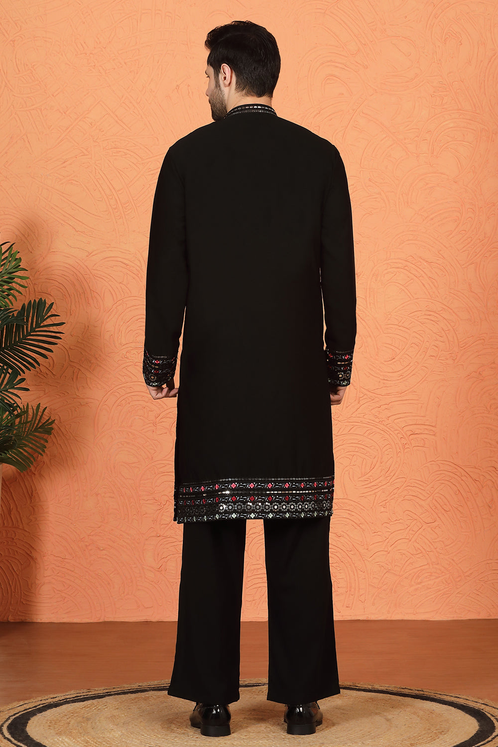 Multi Colored Flora Embroidered Kurta with Loose Fit Parallel Matching Pants