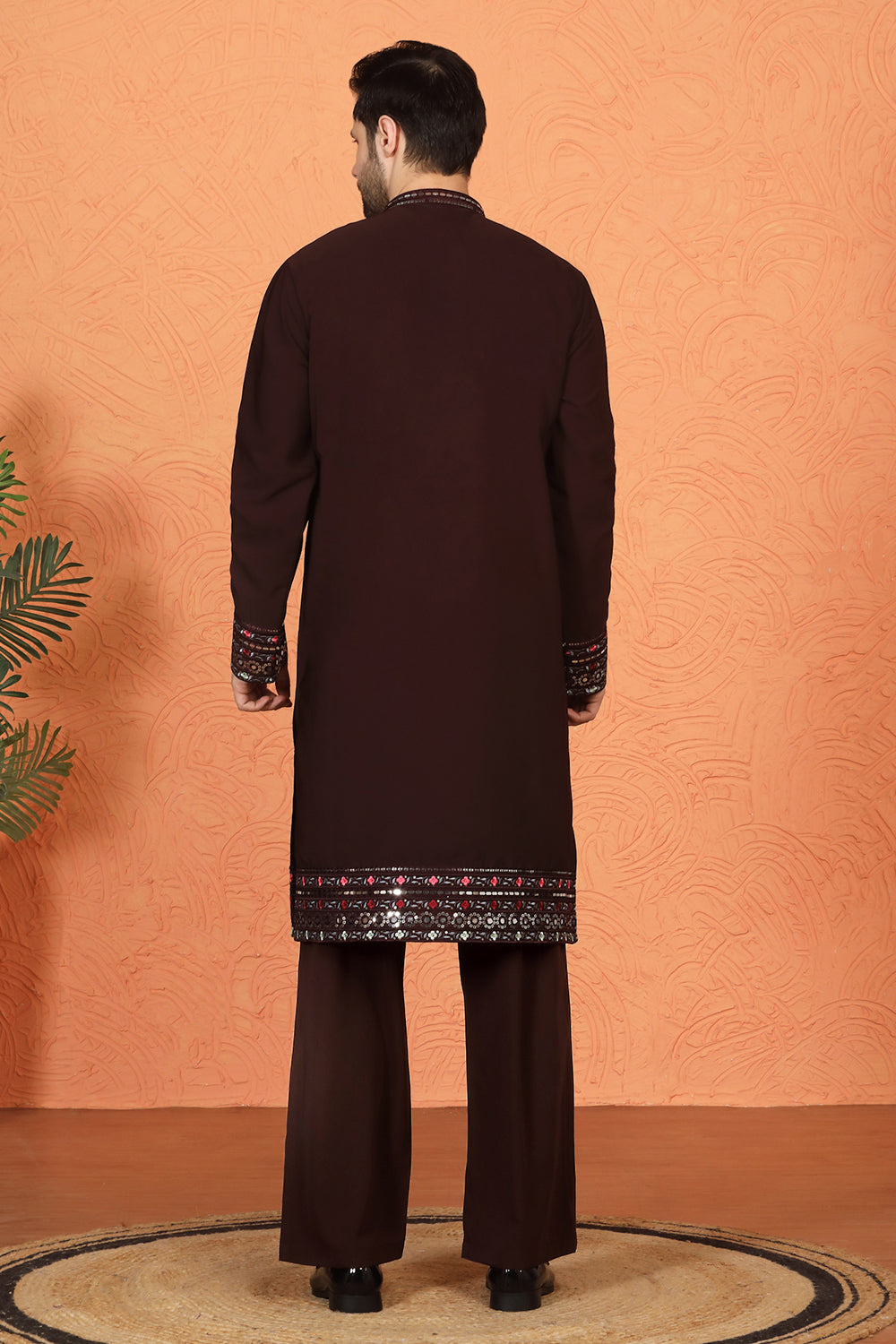 Multi Colored Flora Embroidered Kurta with Loose Fit Parallel Matching Pants
