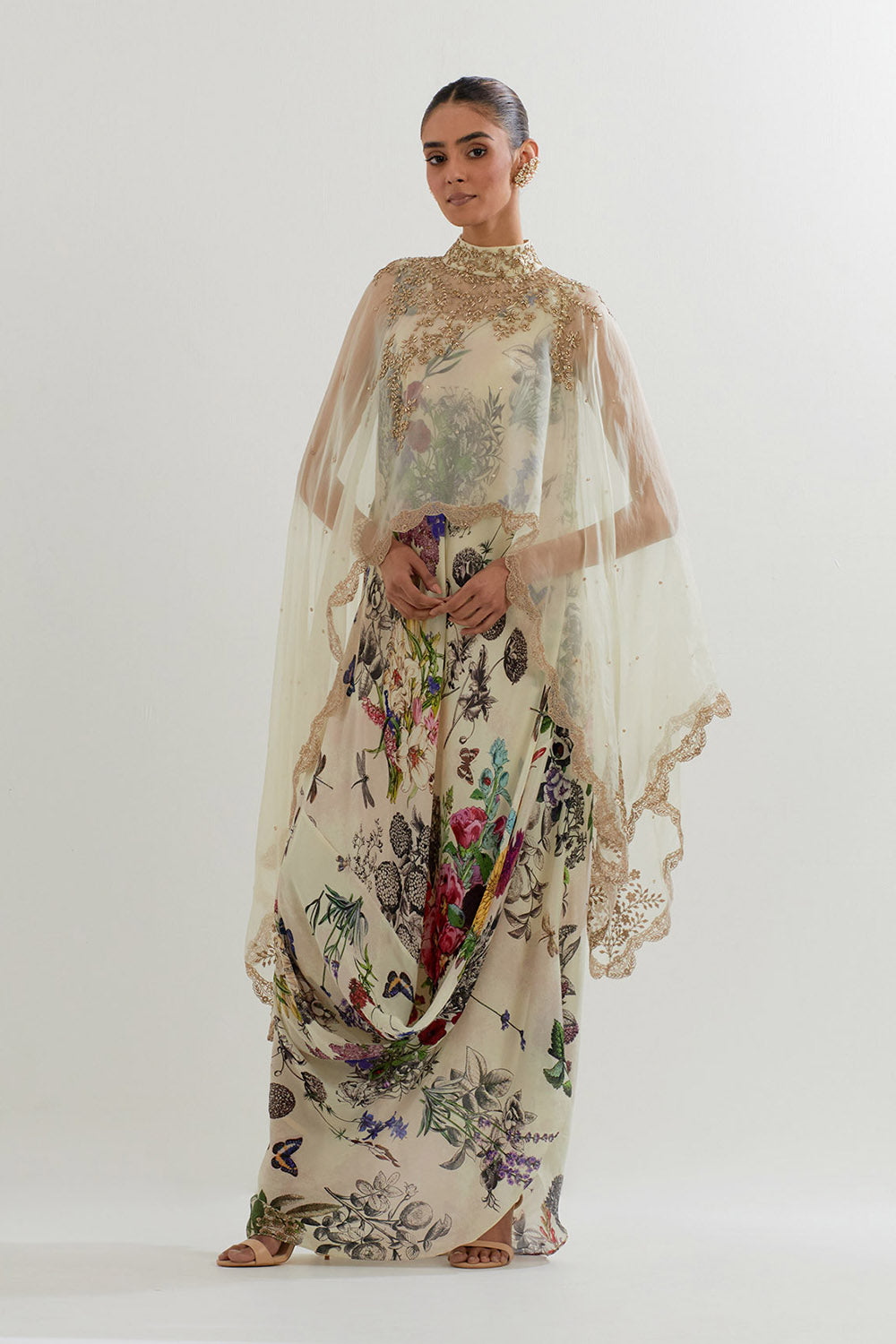 Multi Colour Cape With Dress