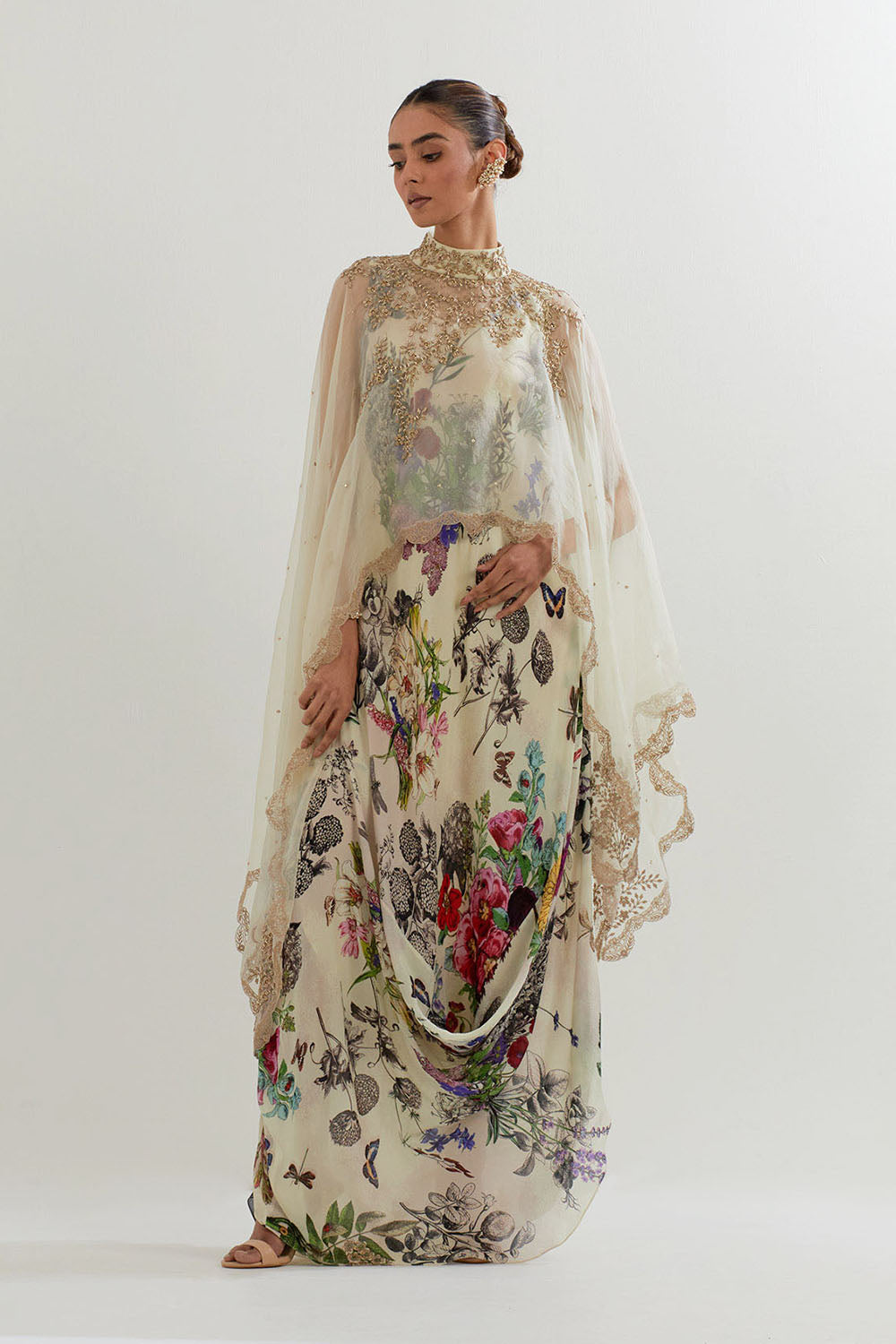 Multi Colour Cape With Dress