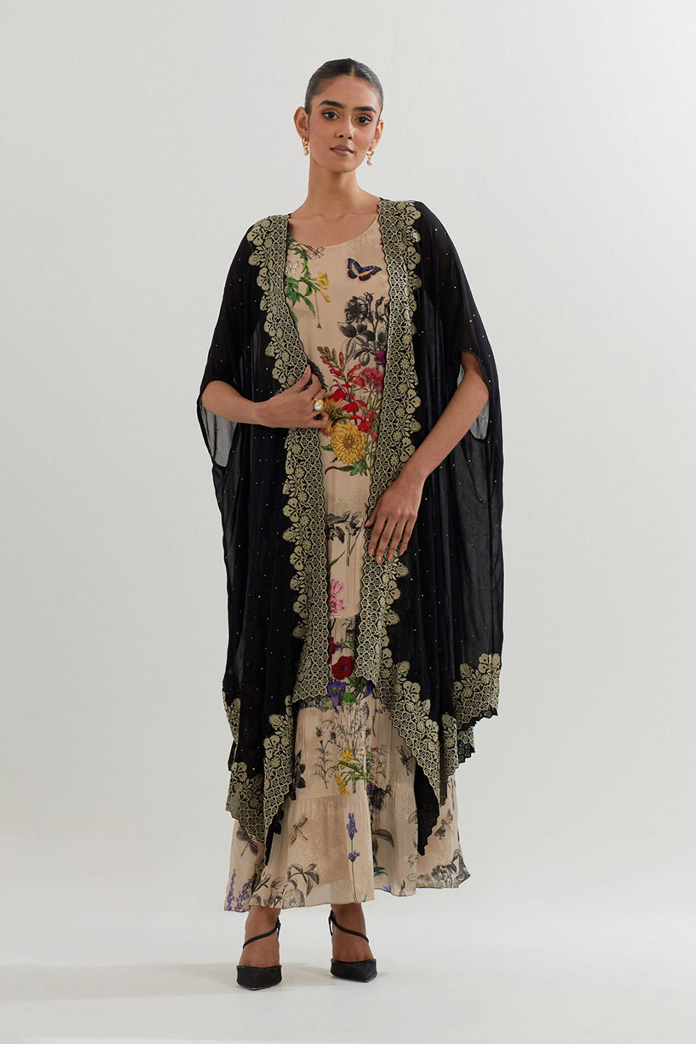 Multi Colour Cape With Dress