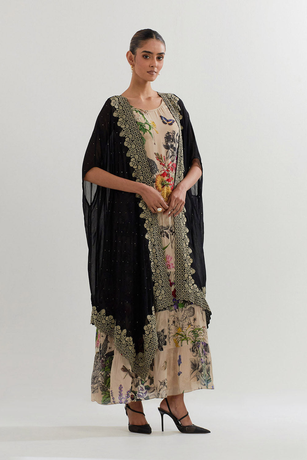 Multi Colour Cape With Dress