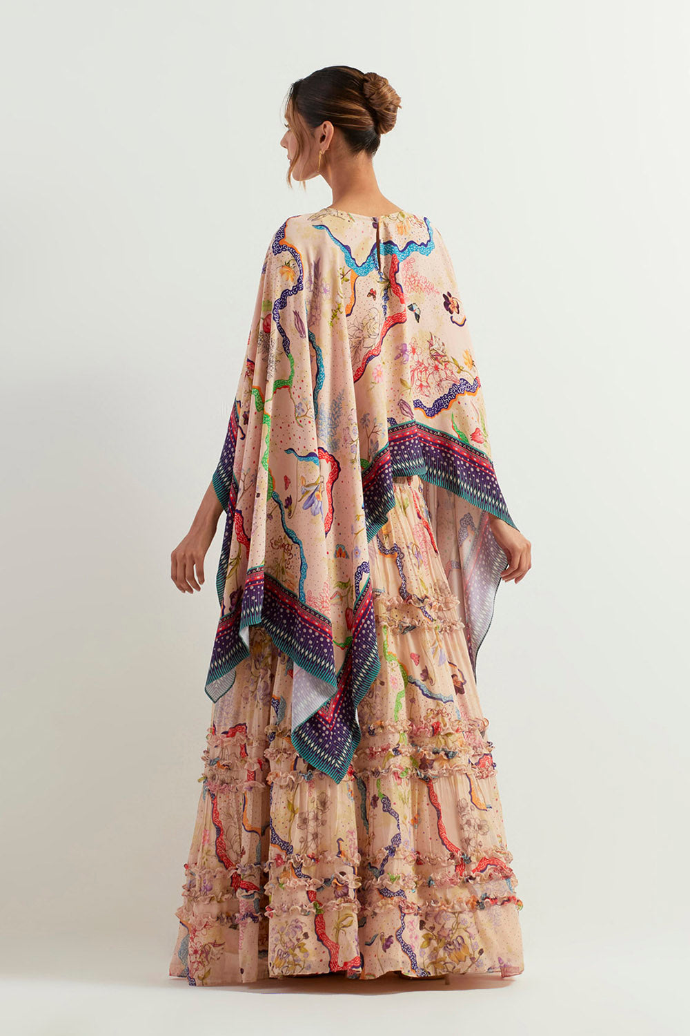 Multi Colour Cape With Innder And Skirt