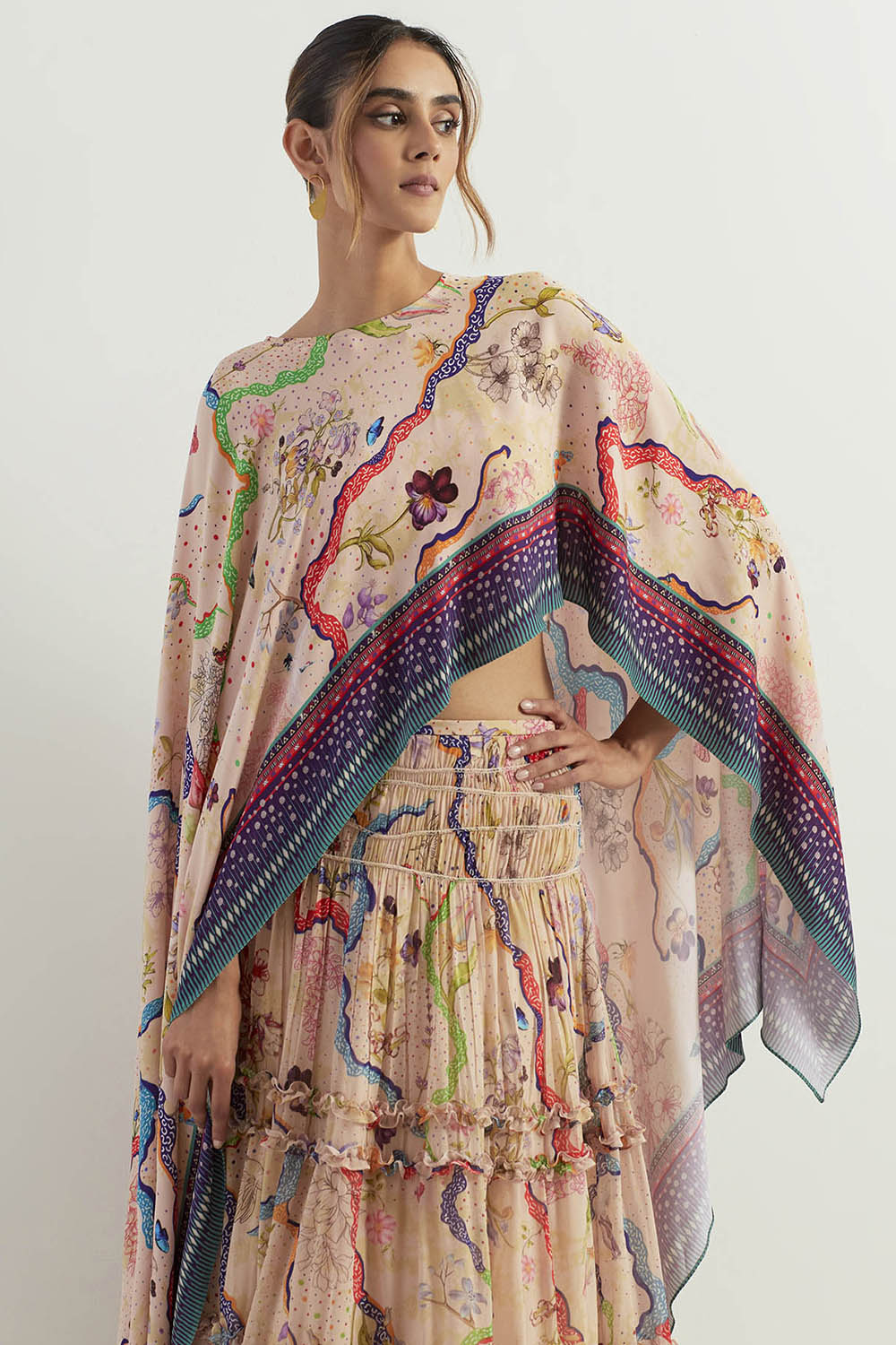 Multi Colour Cape With Innder And Skirt