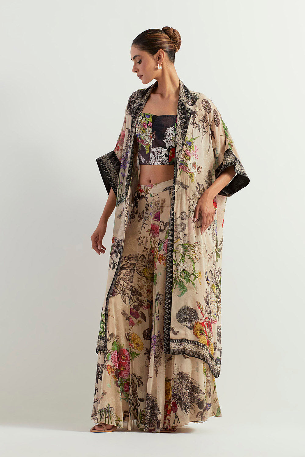 Multi Colour Cape With Inner And Sharara