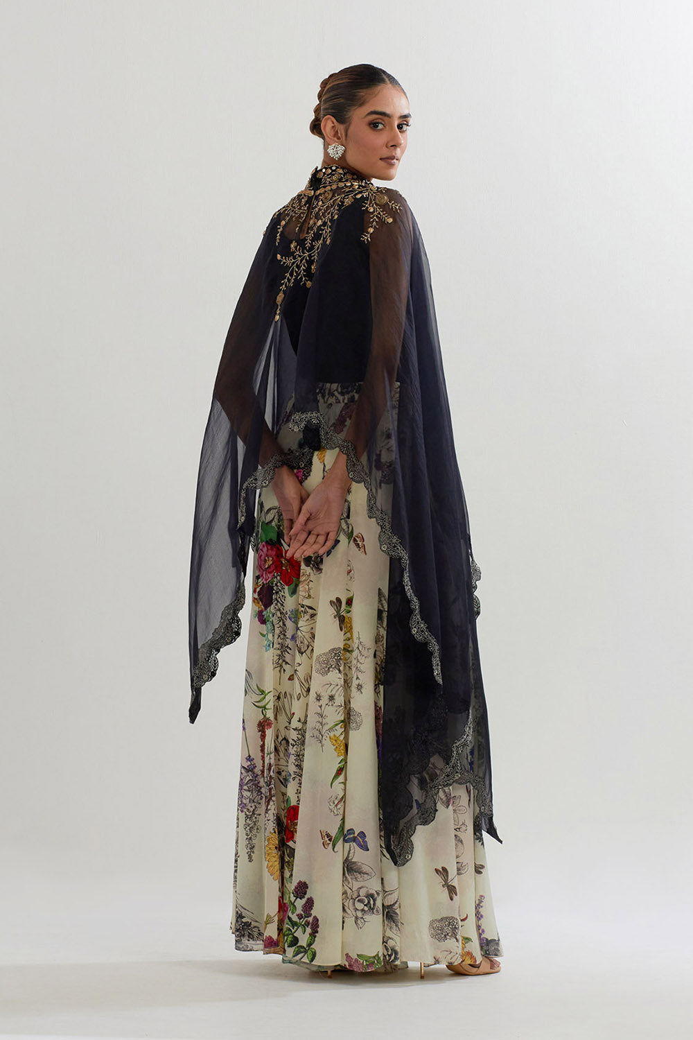 Multi Colour Cape With Inner And Sharara